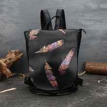 Elegant Retro Embossed Cowhide Leather Backpack for Women