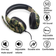 Camouflage Gaming Headset - Stereo Bass, Mic for PS4/PS3, PC & Switch