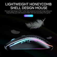 SA-1 Wireless Gaming Mouse: Honeycomb Shell, RGB, Bluetooth, 3 DPI, 7 Buttons