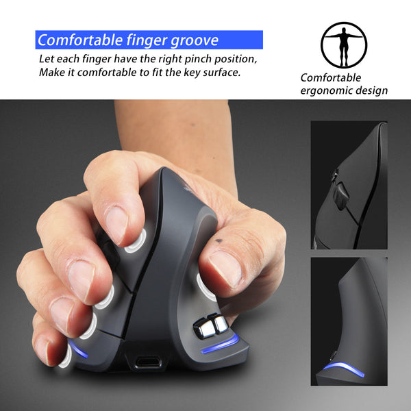 Ergonomic Vertical Wireless Mouse - Reduce Wrist Pain & Improve Posture