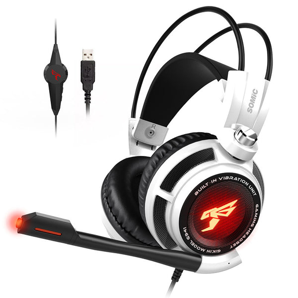 G941 USB 7.1 Channel Over-Ear Gaming Headset with 4D Vibration, 40mm Drivers, LED Light, and Wired Controller