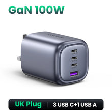 UGREEN 100W GaN USB-C PD Fast Charger, QC 4.0 & 3.0, 3 USB-C Ports for iPhone 16/15/14 Pro, MacBook, Laptop, Tablet