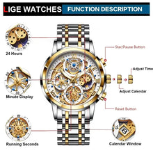 LIGE Men's Sports Quartz Watch - Waterproof Chronograph