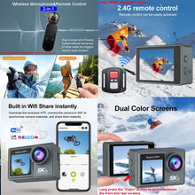 HUAFANT M4R 5K Action Camera – 4K60FPS, Dual IPS LCD, EIS Stabilization, 30M Waterproof, 170° Wide-Angle, Wireless Mic & Remote