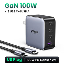 UGREEN 100W GaN USB-C PD Fast Charger, QC 4.0 & 3.0, 3 USB-C Ports for iPhone 16/15/14 Pro, MacBook, Laptop, Tablet