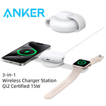 Anker MagGo 3-in-1 Wireless Charging Station, MagSafe Compatible, Foldable Qi2 Certified Charger