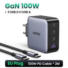 UGREEN 100W GaN USB-C PD Fast Charger, QC 4.0 & 3.0, 3 USB-C Ports for iPhone 16/15/14 Pro, MacBook, Laptop, Tablet