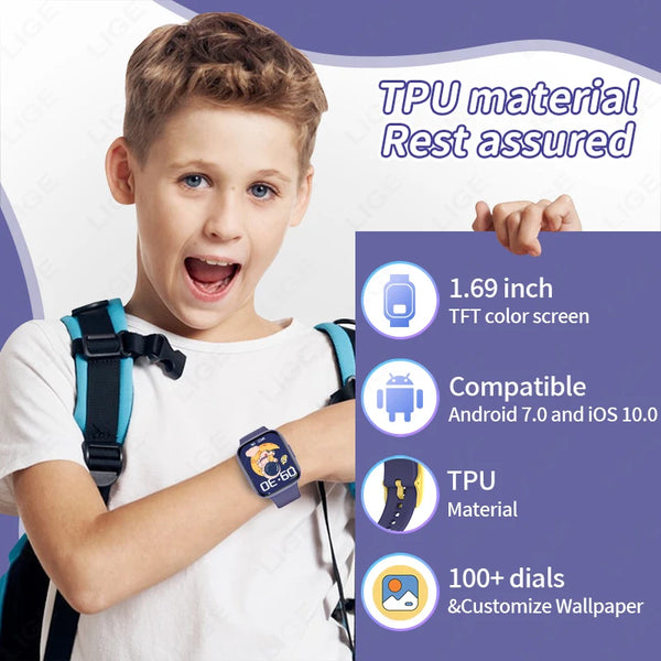 LIGE Kids' Smartwatch – Health Monitor, Interactive Features, Sports & Study Companion