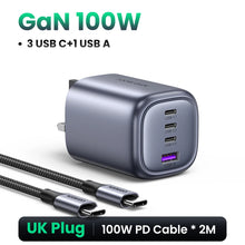 UGREEN 100W GaN USB-C PD Fast Charger, QC 4.0 & 3.0, 3 USB-C Ports for iPhone 16/15/14 Pro, MacBook, Laptop, Tablet