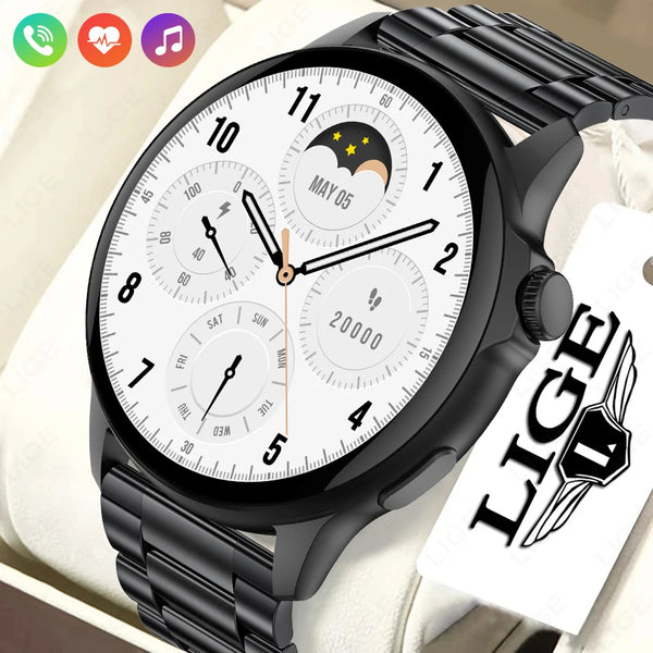 LIGE Smart Watch - Full Touchscreen - Bluetooth Calling - 1.39" AMOLED - 123 Sports Modes