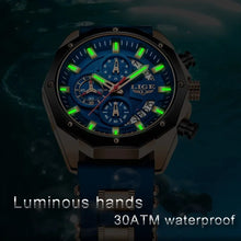 LIGE Men’s Luxury Silicone Sport Watch - 3ATM Waterproof