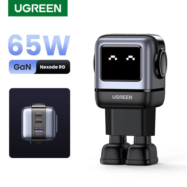 UGREEN 65W GaN PD Fast Charger, Robot Design, USB-C, PPS, Qualcomm Quick Charge for iPhone 16/15/14, Xiaomi, MacBook Pro, and More