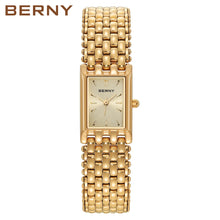 BERNY Women’s Gold Quartz Watch – Luxury Square Design