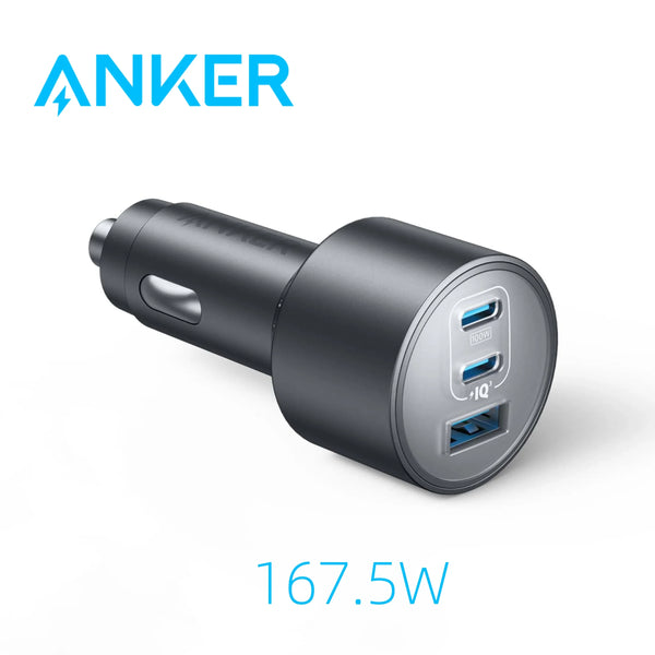 Anker USB-C Car Charger, 167.5W 3-Port Fast Charging for MacBook Pro/Air, iPhone 15/14/13 Series, Samsung Galaxy S24/S23, and More