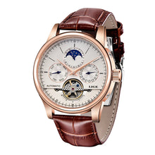 LIGE Men’s Automatic Mechanical Tourbillon Watch - Genuine Leather