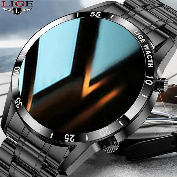 LIGE Men's Smart Watch - Full Touch Round Screen, Fitness Tracker, Health Monitor