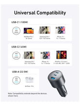 Anker USB-C Car Charger, 167.5W 3-Port Fast Charging for MacBook Pro/Air, iPhone 15/14/13 Series, Samsung Galaxy S24/S23, and More