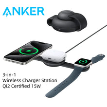 Anker MagGo 3-in-1 Wireless Charging Station, MagSafe Compatible, Foldable Qi2 Certified Charger