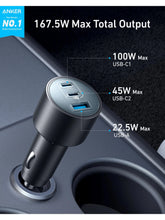 Anker USB-C Car Charger, 167.5W 3-Port Fast Charging for MacBook Pro/Air, iPhone 15/14/13 Series, Samsung Galaxy S24/S23, and More