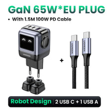 UGREEN 65W GaN PD Fast Charger, Robot Design, USB-C, PPS, Qualcomm Quick Charge for iPhone 16/15/14, Xiaomi, MacBook Pro, and More