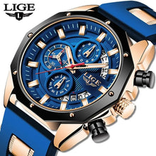 LIGE Men’s Luxury Silicone Sport Watch - 3ATM Waterproof