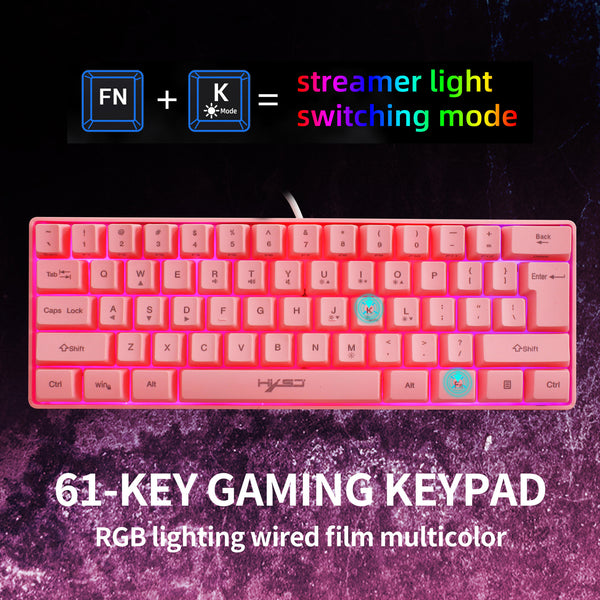 HXSJ 61 Key Gaming Membrane Keyboard RGB Light Multiple Shortcut Combination Factory In Stock