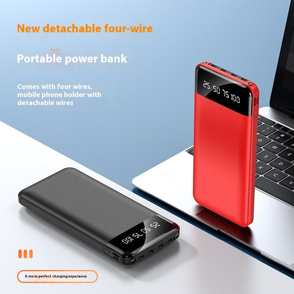 Ultra-thin Portable With Cable Power Bank Large Capacity Mobile Power Supply