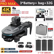 L200 PRO MAX Drone 4K Professional 2-Axis Gimbal 360° Obstacle Avoidance Brushless Motor GPS Quadcopter FPV RC Drones